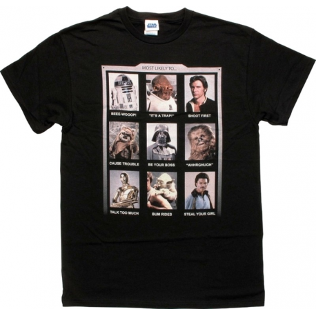 T-Shirt Star Wars Most Likely To annuary photo collage maglia Uomo