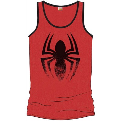 Spider-Man red tank top black distressed logo Uomo ufficiale Marvel