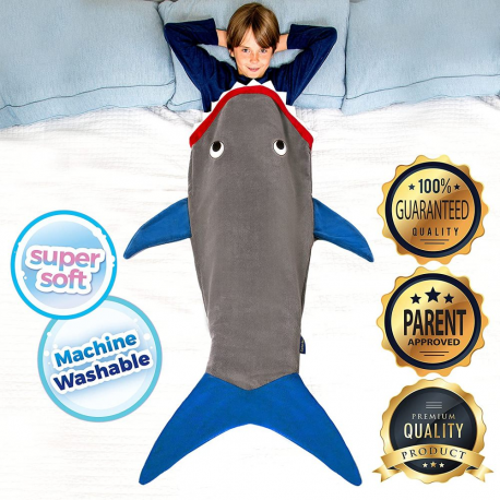 Coperta in Pile Squalo Shark Blanket super soft bambino 60x142 cm Blankie Tails