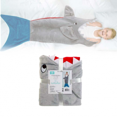 Coperta a sacco Squalo Shark Blanket super soft bambino 56x132 cm Hello Kids