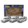 Set 3 Delorean Time Machine Back To The Future 1:24 Diecast Metal Models Welly