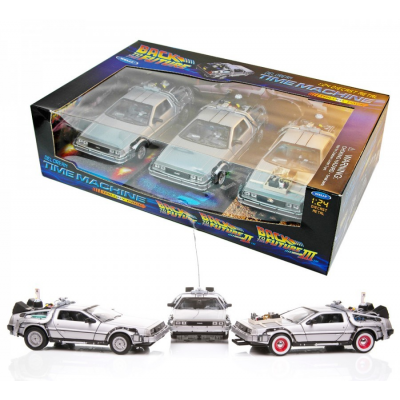 Set 3 Delorean Time Machine Back To The Future 1:24 Diecast Metal Models Welly
