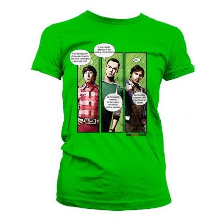 T-shirt Big bang Theory Superheroes Donna ufficiale con Wolowitz, Sheldon e Raj