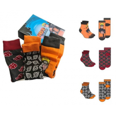 Calzini Naruto Shippuden assorted pack 3 socks calze taglia unica adult 39/45