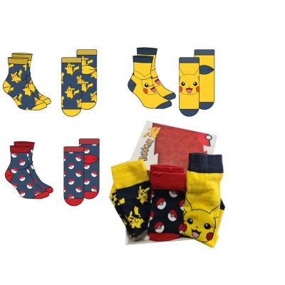Calzini Pokemon Pikachu assorted pack 3 socks calze taglia unica adult 3945