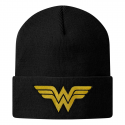 Berretta Wonder Woman Patch logo Cuffed black Beanie Hat ufficiale Hybris
