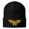 Berretta Wonder Woman Patch logo Cuffed black Beanie Hat ufficiale Hybris