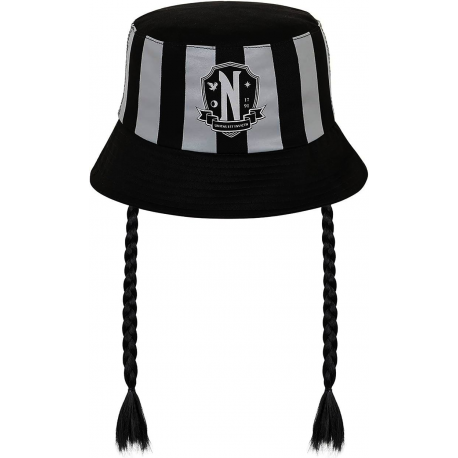 Cappello con trecce Wednesday Mercoledì Addams braids bucket hat Karactermania