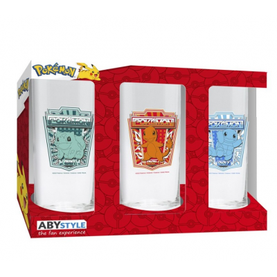 Set 3 Bicchieri in vetro Pokemon Kanto Glass 290ml ABYstyle