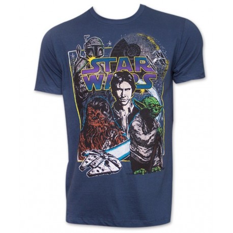 T-shirt Blue Star Wars Galactax Characters personaggi maglia Uomo ufficiale film