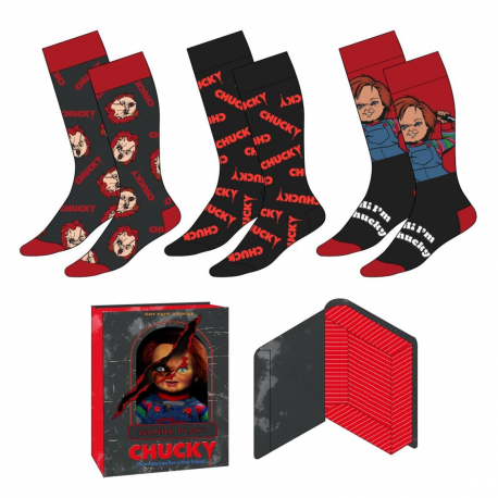 Calzini Chucky Bambola Assassina Gift pack 3 Pair socks calze taglia 38-45 Cerdà