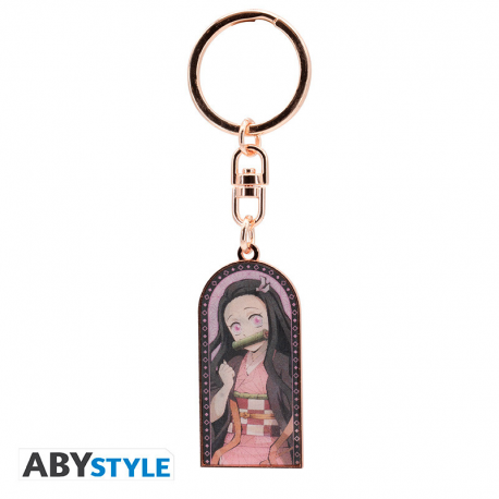 Portachiavi Demon Slayer Nezuko metal lenticular Keychain 5cm ABYstyle